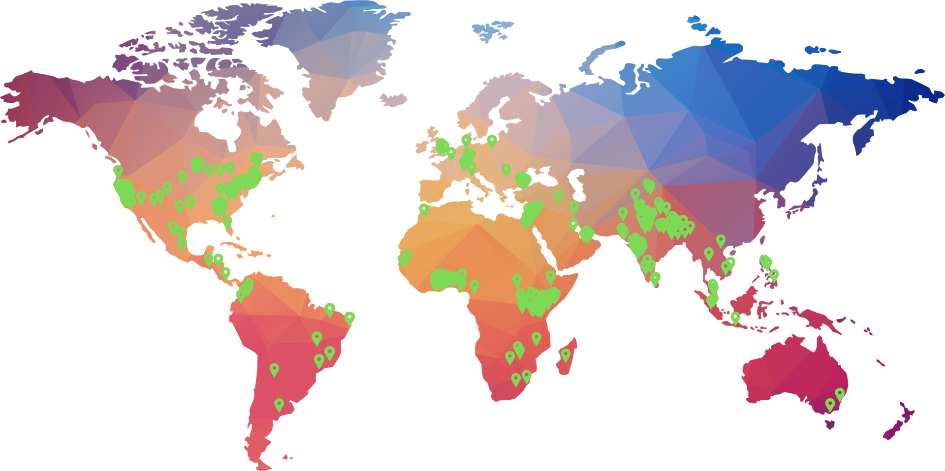 Map showing the countries our Fellows come from